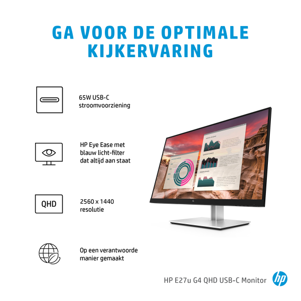 HP E24u G4 computer monitor 60,5 cm (23.8") 1920 x 1080 Pixels Full HD LCD Zwart, Zilver - Afbeelding 8