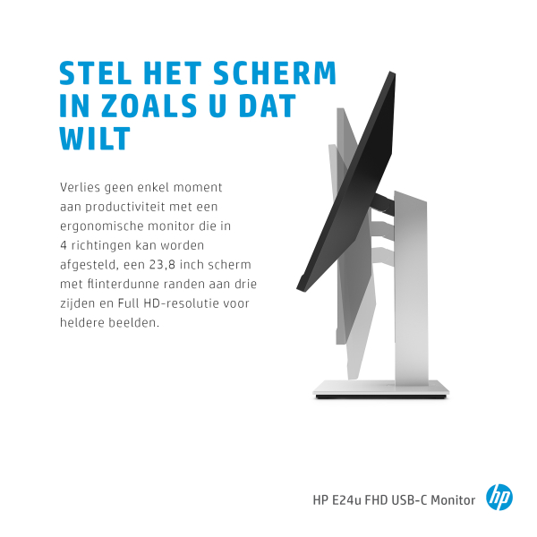 HP E24u G4 computer monitor 60,5 cm (23.8") 1920 x 1080 Pixels Full HD LCD Zwart, Zilver - Afbeelding 9