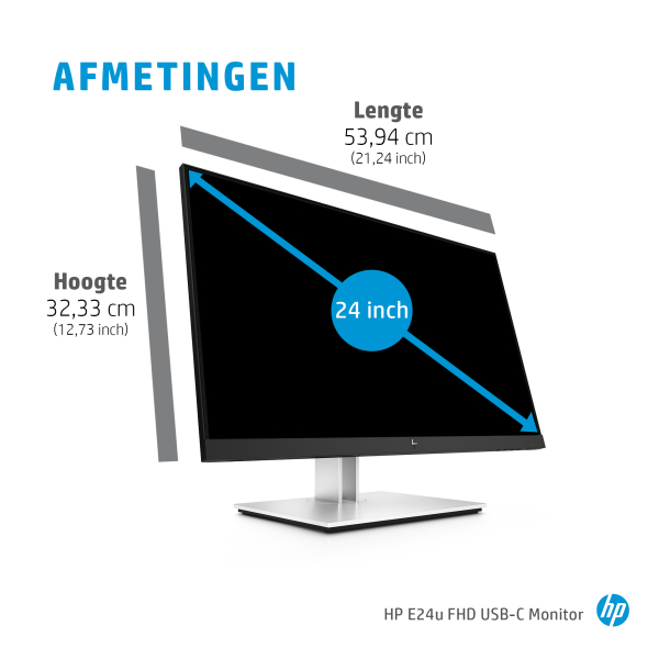 HP E24u G4 computer monitor 60,5 cm (23.8") 1920 x 1080 Pixels Full HD LCD Zwart, Zilver