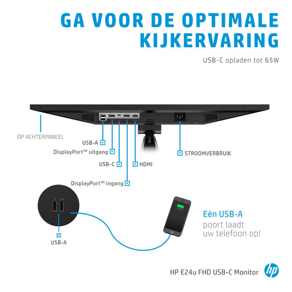 HP E24u G4 computer monitor 60,5 cm (23.8") 1920 x 1080 Pixels Full HD LCD Zwart, Zilver - Afbeelding 3