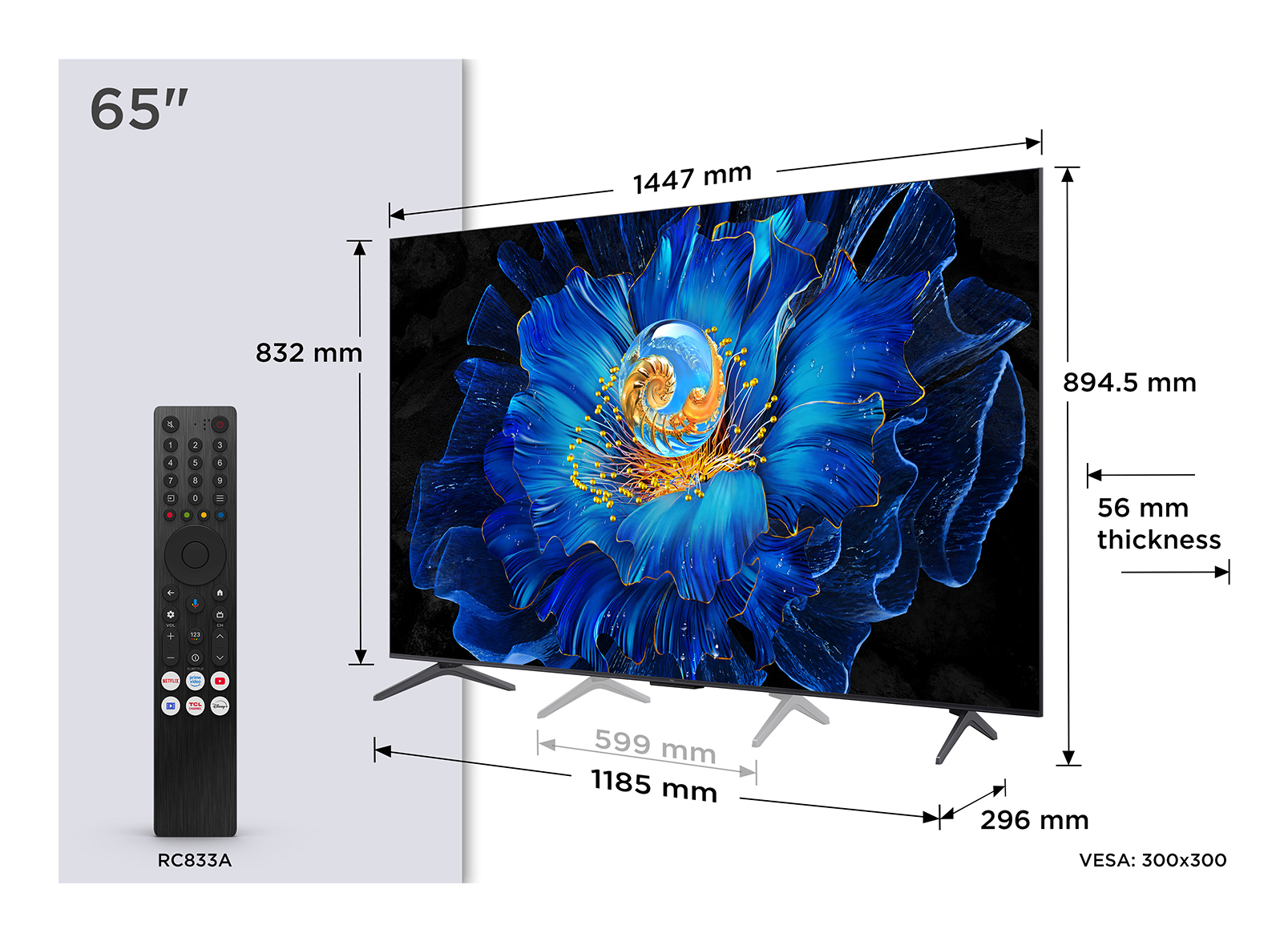 TCL 65C6KS 65" | Ultra HD 4K QD-Mini LED Smart TV (2025) | Google TV + Wifi | Dolby Vision IQ | Local Dimming | 60Hz - Afbeelding 2