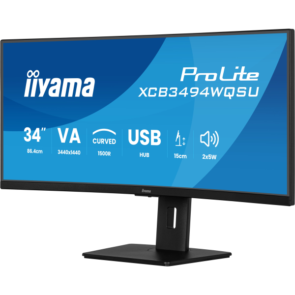 iiyama ProLite XCB3494WQSU-B1 computer monitor 86,4 cm (34") 3440 x 1440 Pixels UltraWide Quad HD LED Zwart - Afbeelding 5