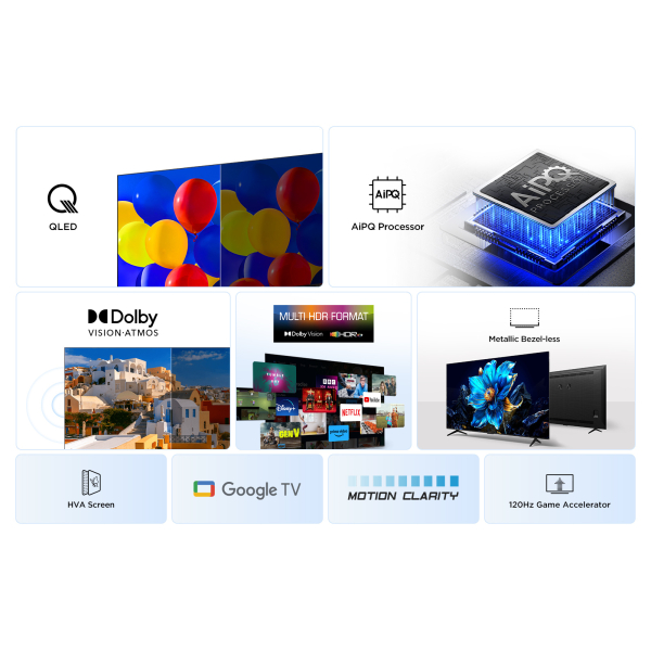 TCL 43P7K 43" | Ultra HD 4K QLED Smart TV (2025) | Google TV + Wifi | Dolby Vision & HDR10 | Quantum Dot Technologie | 60Hz - Afbeelding 4