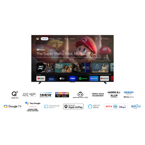 TCL 98C655 98" | Ultra HD 4K QLED Smart TV | Google TV | Dolby Vision & HDR10+ | 60Hz | AI Picture & Sound | Wifi & Bluetooth - Afbeelding 4