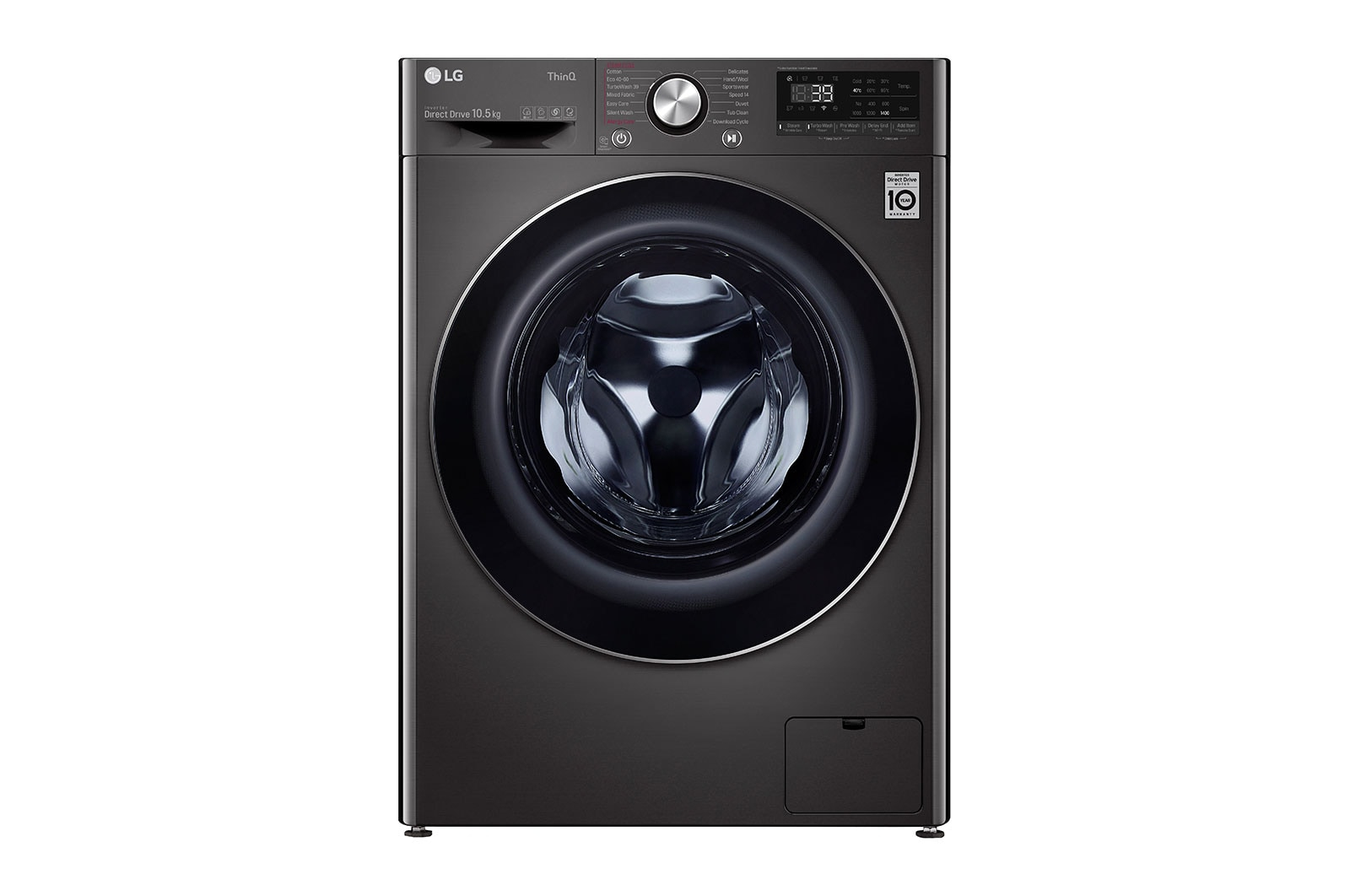 LG F4WV910P2SE wasmachine Voorbelading 10,5 kg 1400 RPM Zwart afbeelding