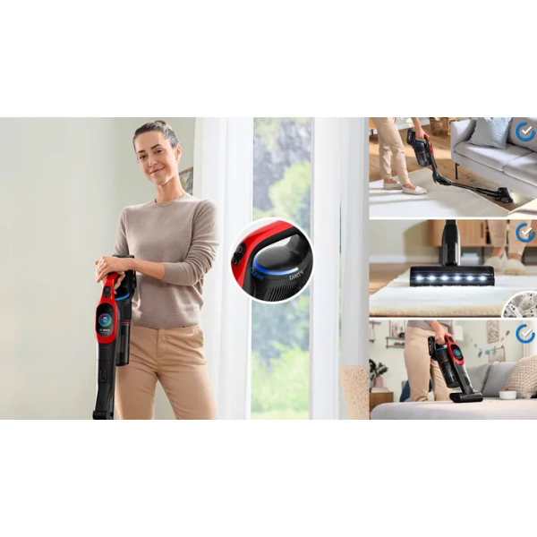 Bosch BCS1041PET steelstofzuiger & elektrische bezem Batterij/Accu Droog HEPA Zakloos 0,4 l 23,5 W Zwart, Rood 4 Ah - Afbeelding 2