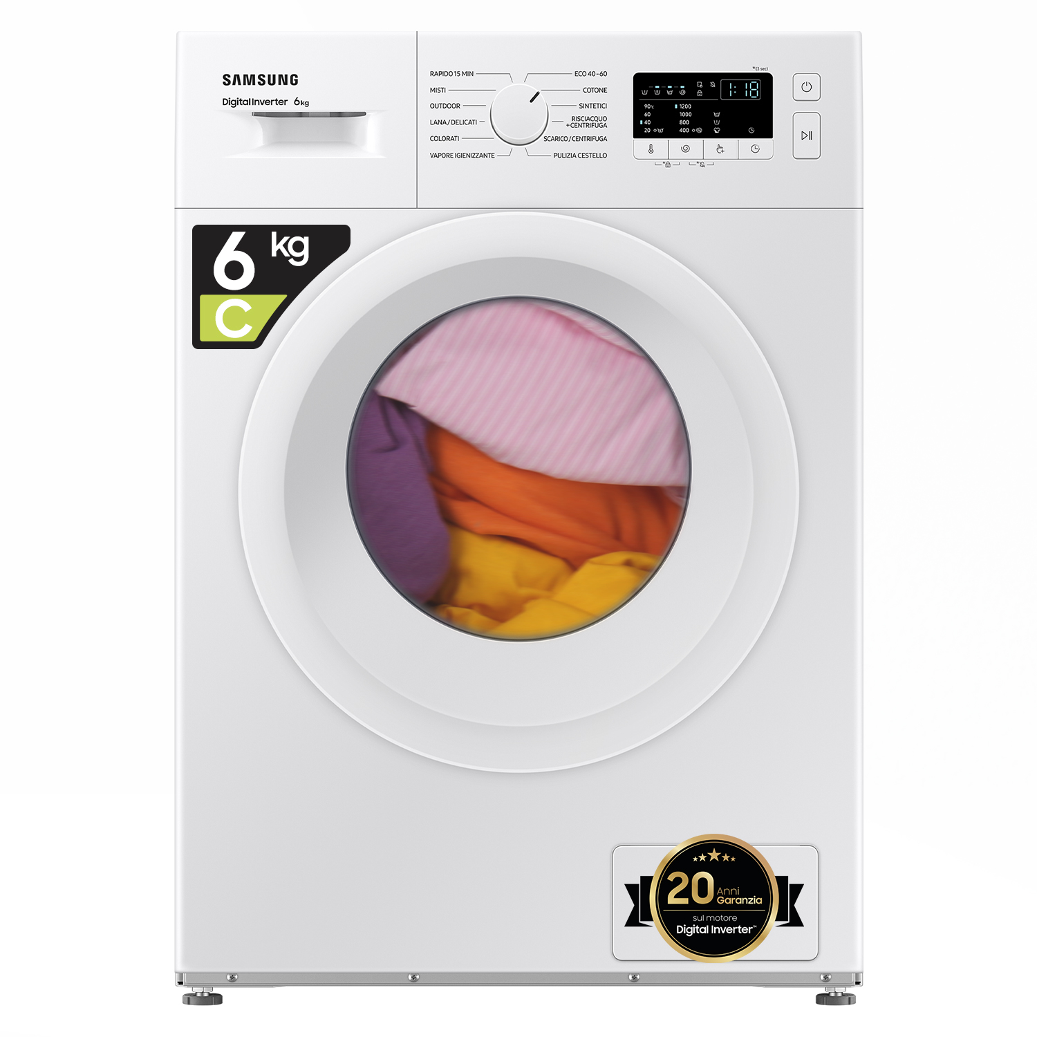 Samsung WW60A3120WE wasmachine Voorbelading 6 kg 1200 RPM Wit afbeelding