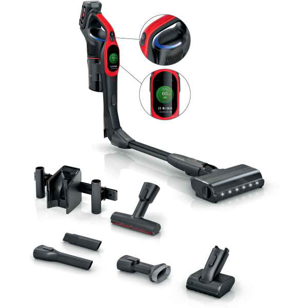 Bosch BCS1041PET steelstofzuiger & elektrische bezem Batterij/Accu Droog HEPA Zakloos 0,4 l 23,5 W Zwart, Rood 4 Ah