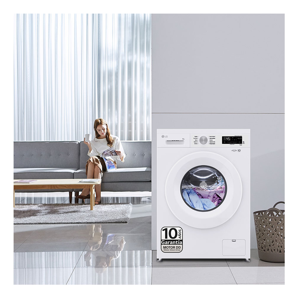 LG F4X1008NWH wasmachine Voorbelading 8 kg 1400 RPM Wit - Afbeelding 7