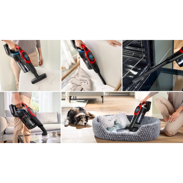 Bosch BCS1041PET steelstofzuiger & elektrische bezem Batterij/Accu Droog HEPA Zakloos 0,4 l 23,5 W Zwart, Rood 4 Ah - Afbeelding 6