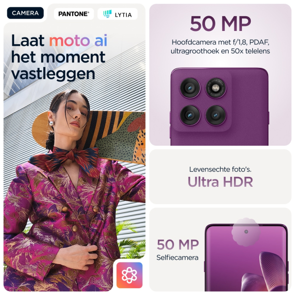 Motorola edge 60 pro 16,9 cm (6.67") Dual SIM Android 15 5G USB Type-C 12 GB 512 GB 6000 mAh Paars - Afbeelding 2