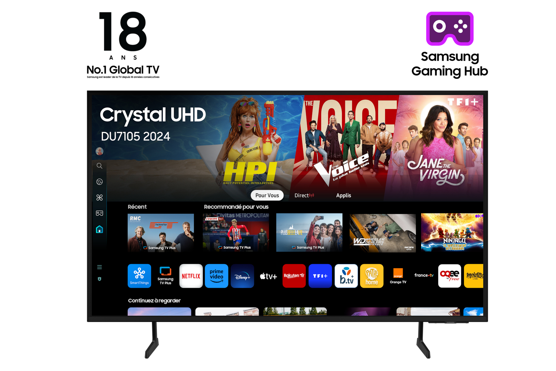 Samsung DU7105 TU43DU7105K 109,2 cm (43") 4K Ultra HD Smart TV Wifi Zwart afbeelding