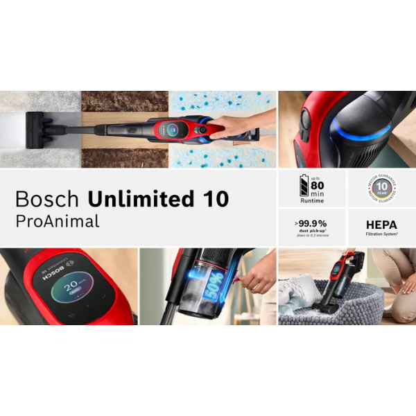 Bosch BCS1041PET steelstofzuiger & elektrische bezem Batterij/Accu Droog HEPA Zakloos 0,4 l 23,5 W Zwart, Rood 4 Ah - Afbeelding 21