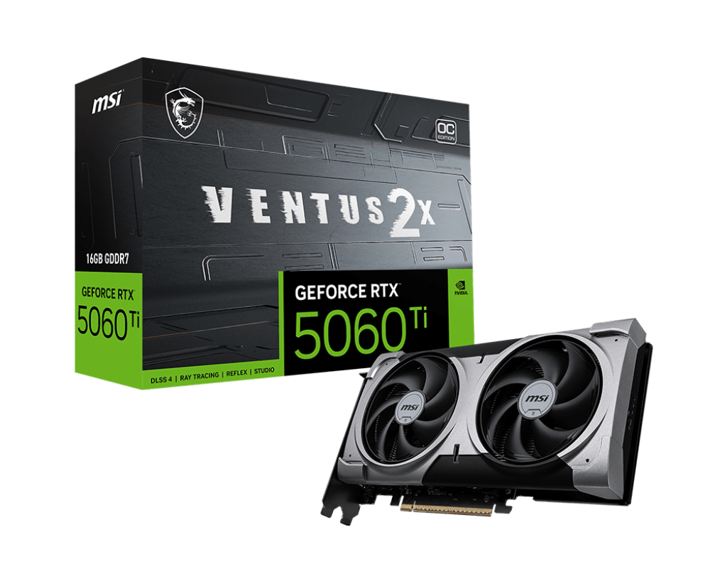 MSI VENTUS GeForce RTX 5060 TI 16G 2X OC PLUS NVIDIA 16 GB GDDR7 afbeelding