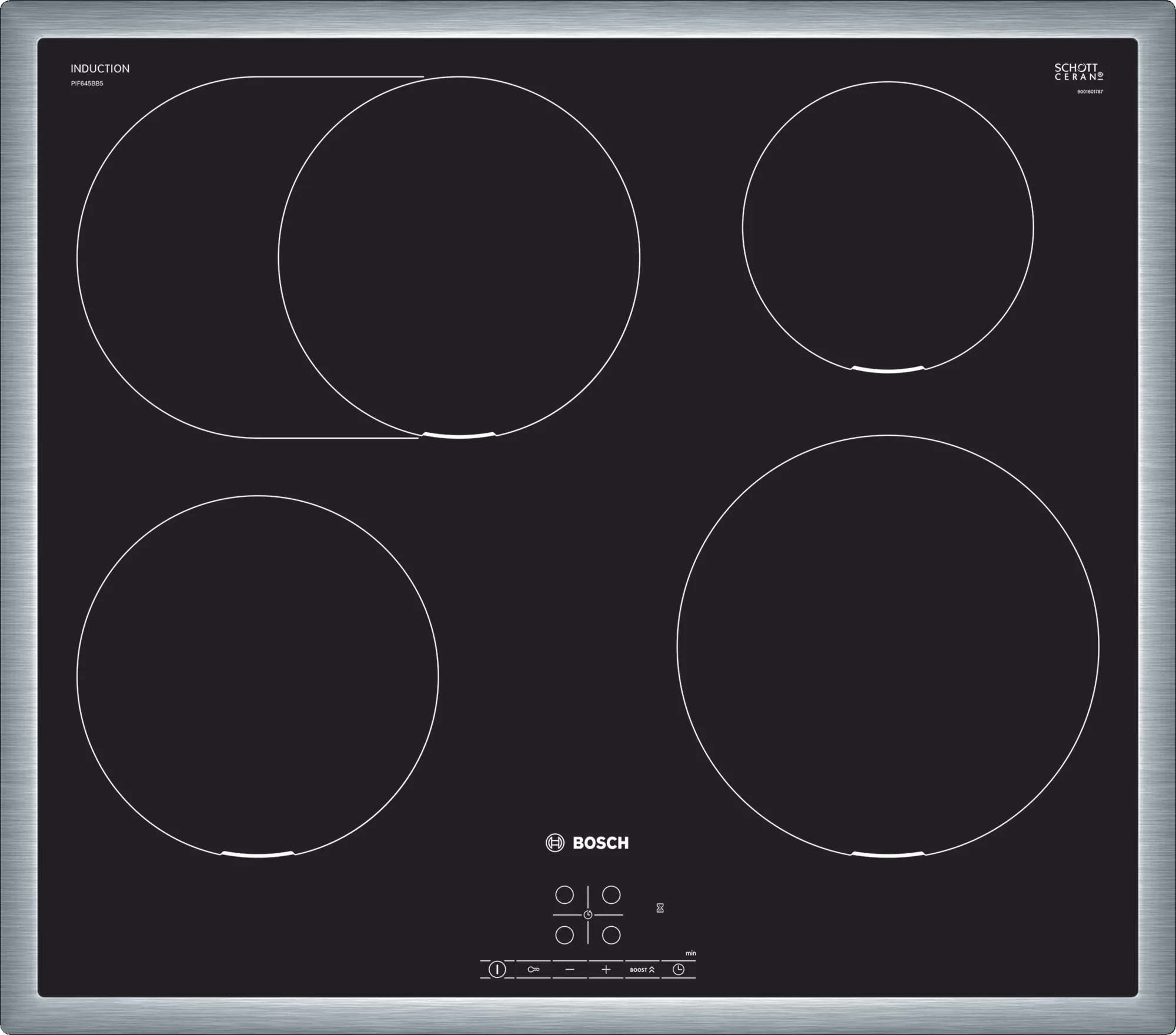Bosch Serie 4 PIF645BB5E kookplaat Zwart Ingebouwd 60 cm Inductiekookplaat zones 4 zone(s) afbeelding