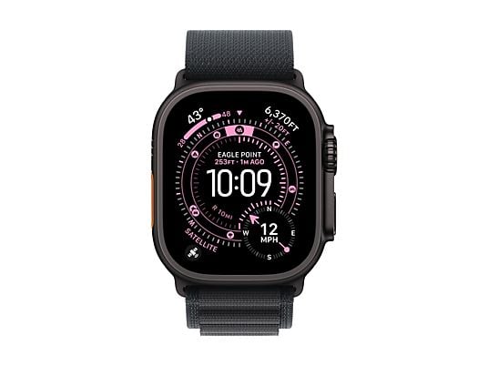 Apple Watch Ultra 3 GPS + Cellular - 49mm Black Titanium Case - Black Alpine Loop - Small Smartwatch Black - Afbeelding 2