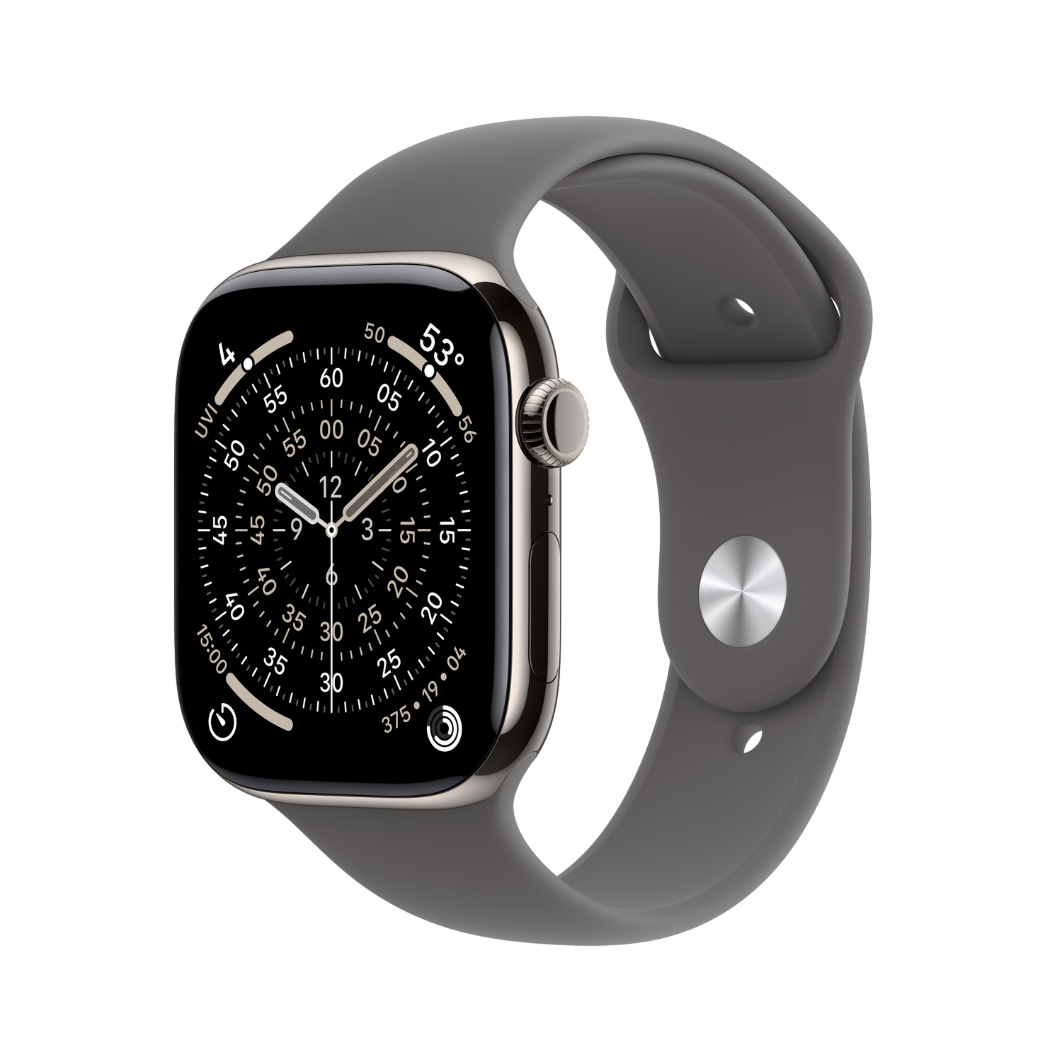Apple Watch Series 11 GPS + Cellular - 46mm Titanium Case - Stone Grey Sport Band S/M Smartwatch Natural