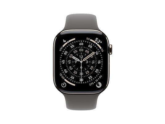 Apple Watch Series 11 GPS + Cellular - 46mm Titanium Case - Stone Grey Sport Band S/M Smartwatch Natural - Afbeelding 2