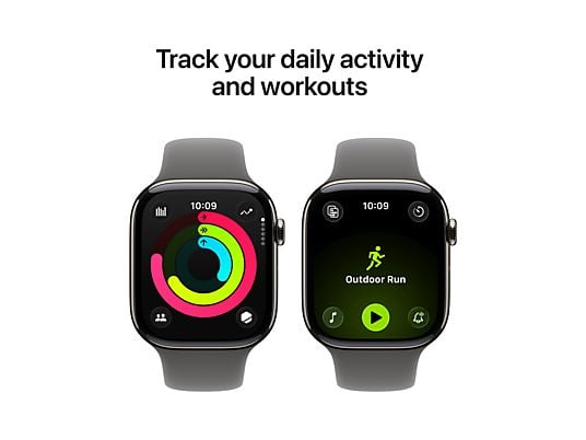 Apple Watch Series 11 GPS + Cellular - 46mm Titanium Case - Stone Grey Sport Band S/M Smartwatch Natural - Afbeelding 4
