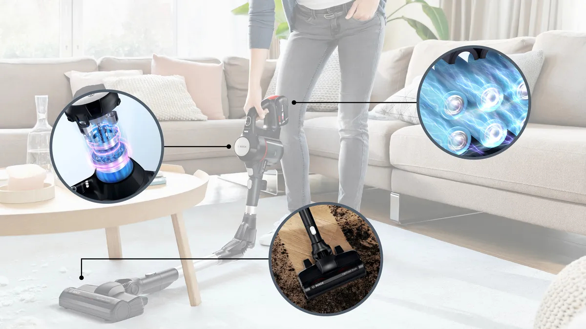 Bosch BSS715FRSH steelstofzuiger & elektrische bezem 2-in-1-steelstofzuiger Batterij/Accu Droog Zakloos 0,3 l Zwart, Zilver 5 Ah - Afbeelding 10