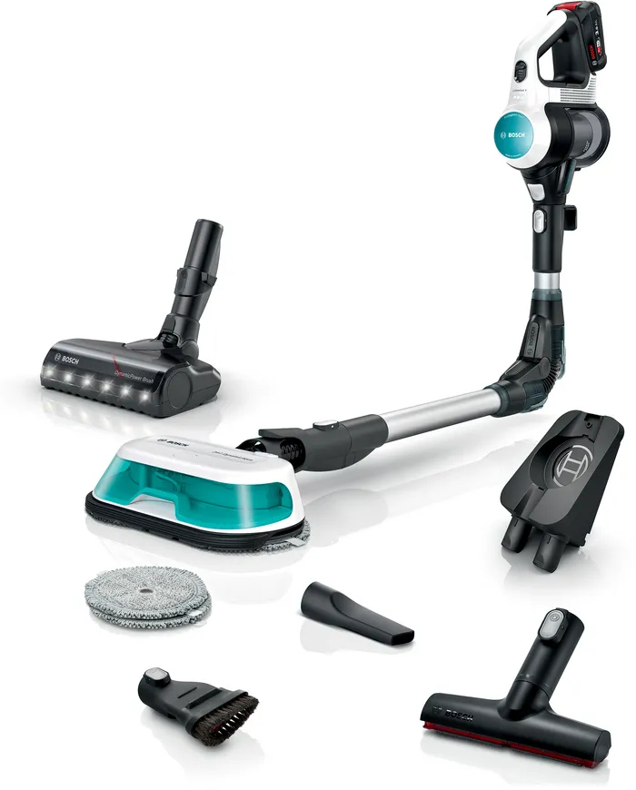 Bosch BCS71HYG1 steelstofzuiger & elektrische bezem Batterij/Accu Droog en nat HEPA Zakloos 0,3 l 23,5 W Zwart, Wit 3 Ah