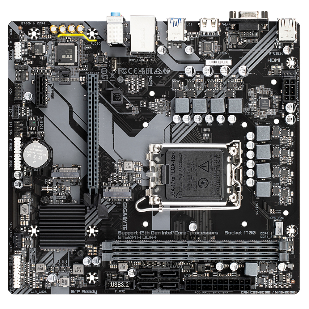 GIGABYTE B760M H DDR4 moederbord Intel B760 Express LGA 1700 micro ATX - Afbeelding 5