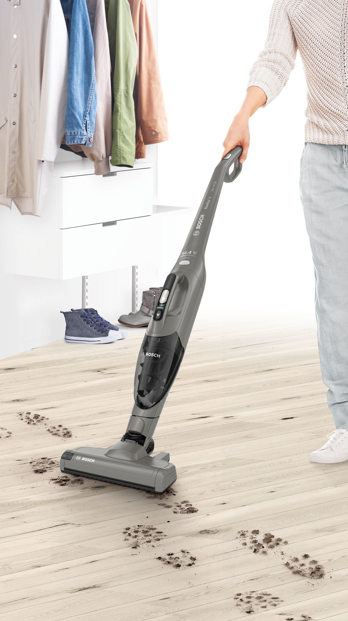 Bosch Serie 2 BBHF214G steelstofzuiger & elektrische bezem 2-in-1-steelstofzuiger Batterij/Accu Droog Zakloos Grijs - Afbeelding 8