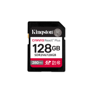 Kingston Technology 128GB Canvas React Plus SDXC UHS-II 280R/100W U3 V60 voor Full HD/4K