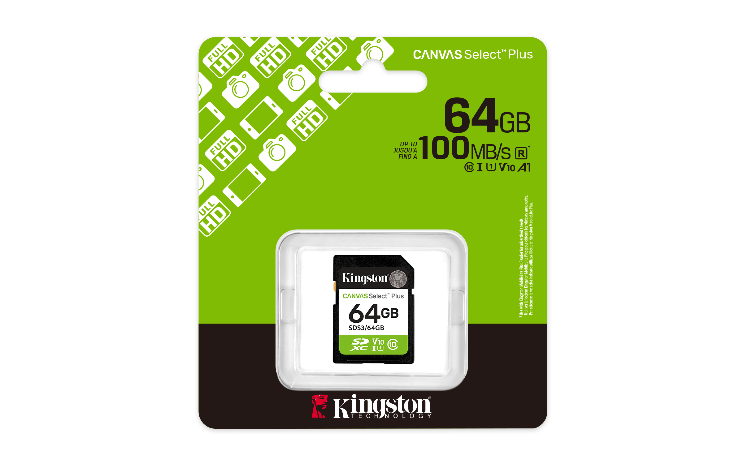 Kingston Technology 64GB SDXC Canvas Select Plus Gen3 100MB/s C10 UHS-I U1 V10 - Afbeelding 3
