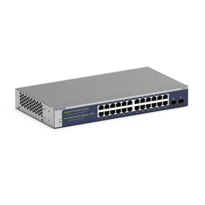NETGEAR GS724Tv6 Managed L2+/L3 Gigabit Ethernet (10/100/1000) 1U Blauw, Grijs